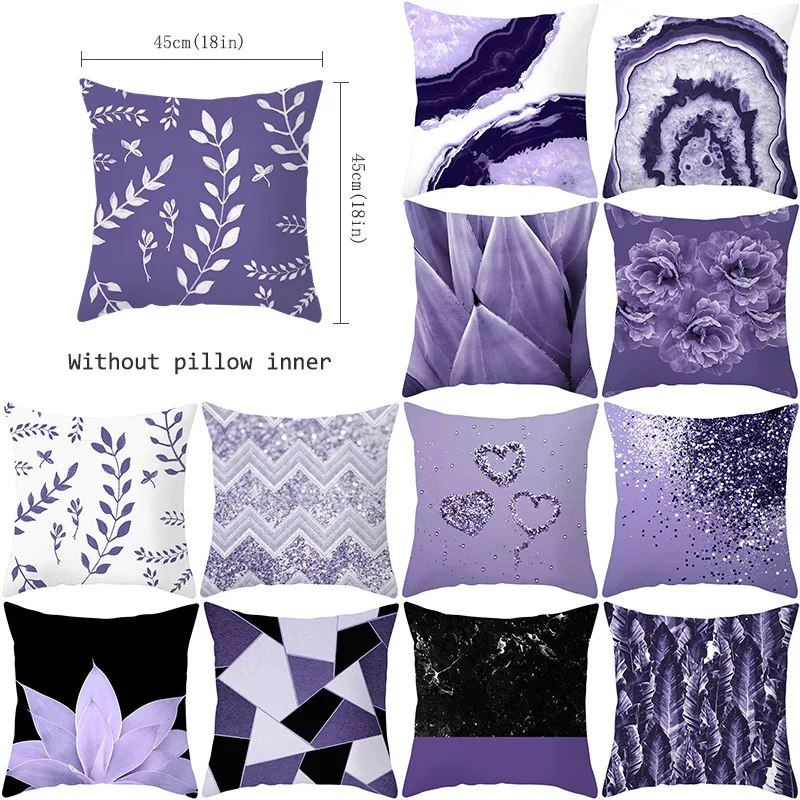 

Фиолетовая Геометрическая наволочка, декоративный чехол для подушки, наволочка, домашний декор для дивана, квадратная наволочка, модная на...