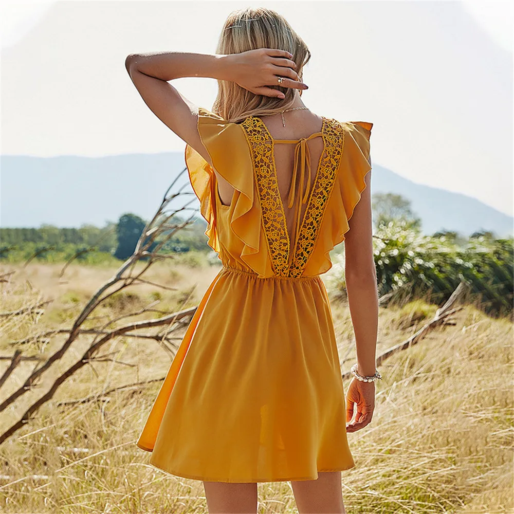 Hollow Out Patchwork Lace Mini Dress Women 2021 Butterfly Sleeve Square Collar Lace Up Ladies A Line Casual Elegant Dresses
Hollow Out Patchwork Lace Mini Dress Women 2021 Butterfly Sleeve Square Collar Lace Up Ladies A Line Casual Elegant Dresses