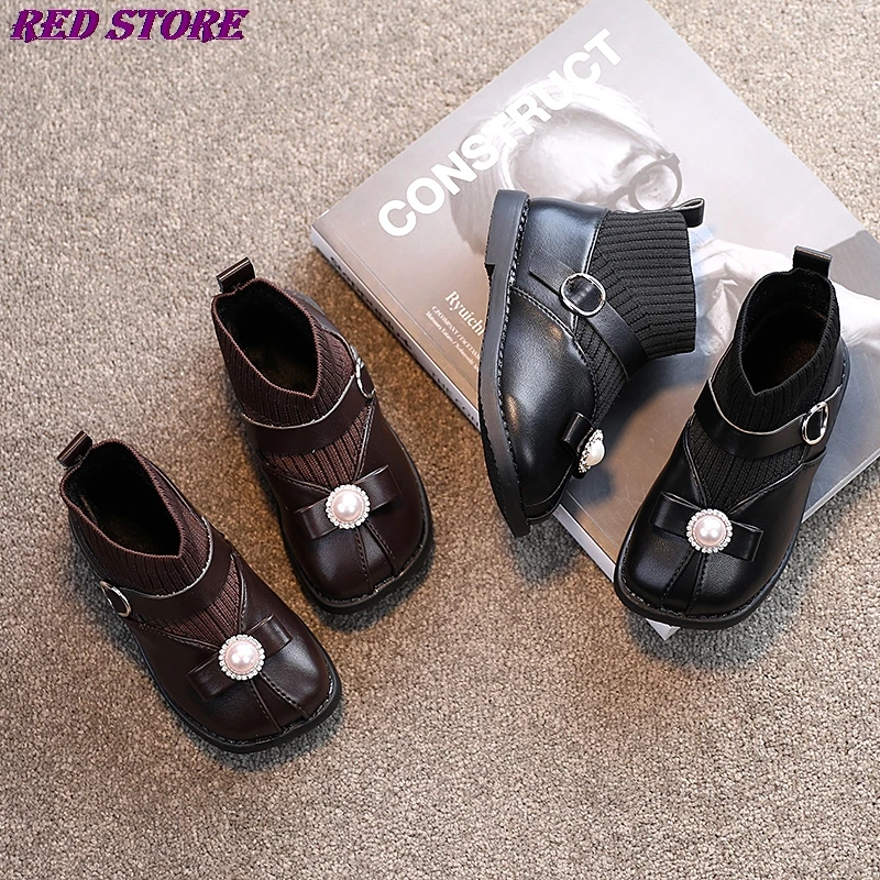 Boots Girls Winter Autumn Fashion Children Pu leather Mesh Rhinestones Pearl Bowtie Plush Boots Toddler Kids Princess Shoes Girl 
Boots Girls Winter Autumn Fashion Children Pu leather Mesh Rhinestones Pearl Bowtie Plush Boots Toddler Kids Princess Shoes Girl