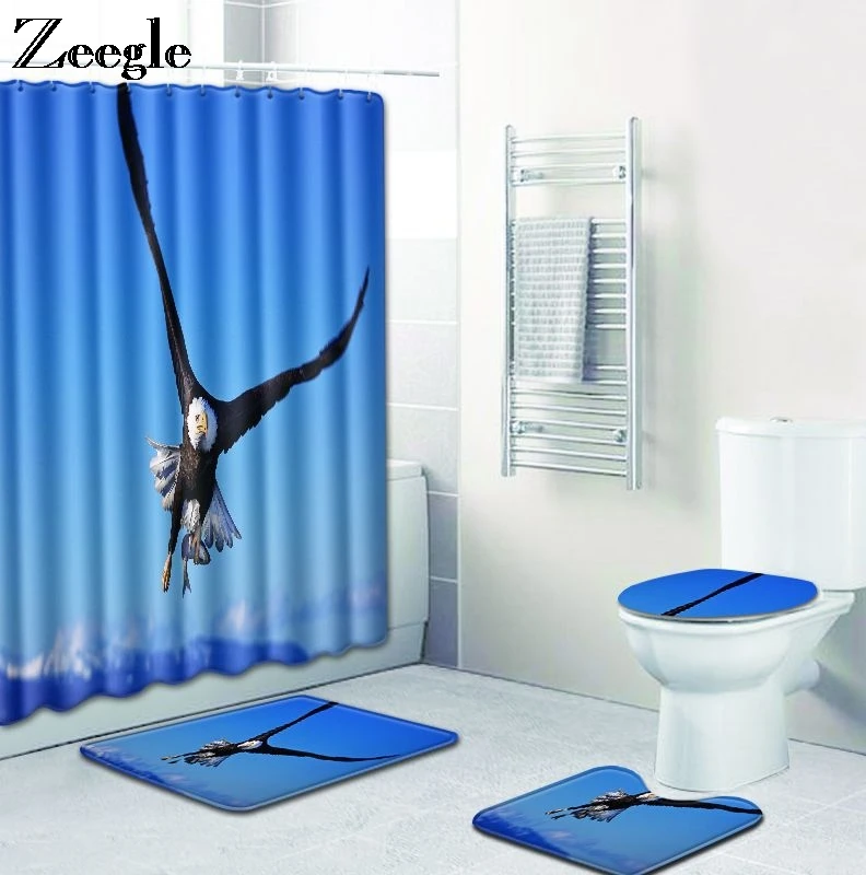 Фото Комплект из 4 ковриков для ванной Zeegle нескользящий коврик крышки сидения унитаза