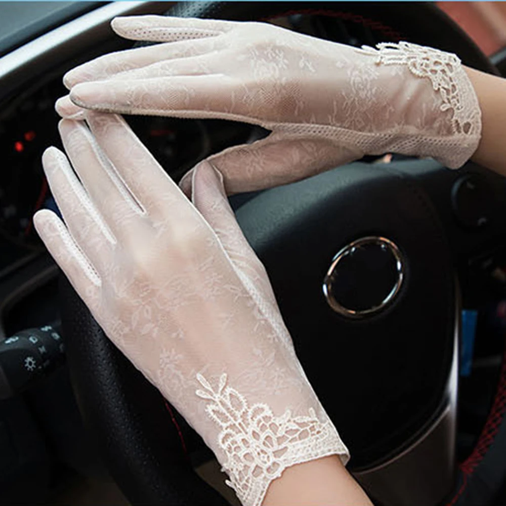 

Короткие женские перчатки с защитой от УФ-лучей, модные кружевные тонкие митенки из вискозы, мягкие дышащие, для вождения, 1 пара, на лето