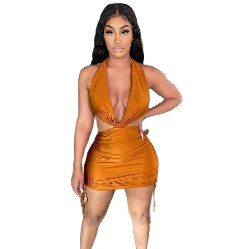 2021 New Hollow Out Ruched Bandage Mini Dress Summer Sleeveless Halter Neck Laced Skinny Party Club Wear Rave Outfits
2021 New Hollow Out Ruched Bandage Mini Dress Summer Sleeveless Halter Neck Laced Skinny Party Club Wear Rave Outfits