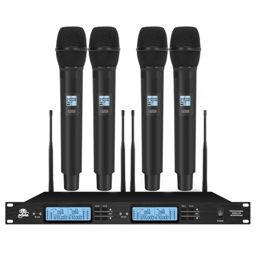 Professional wireless microphone 4-channel handheld microphone Lavalier condenser microphone Family karaoke stage microphone
Professional wireless microphone 4-channel handheld microphone Lavalier condenser microphone Family karaoke stage microphone