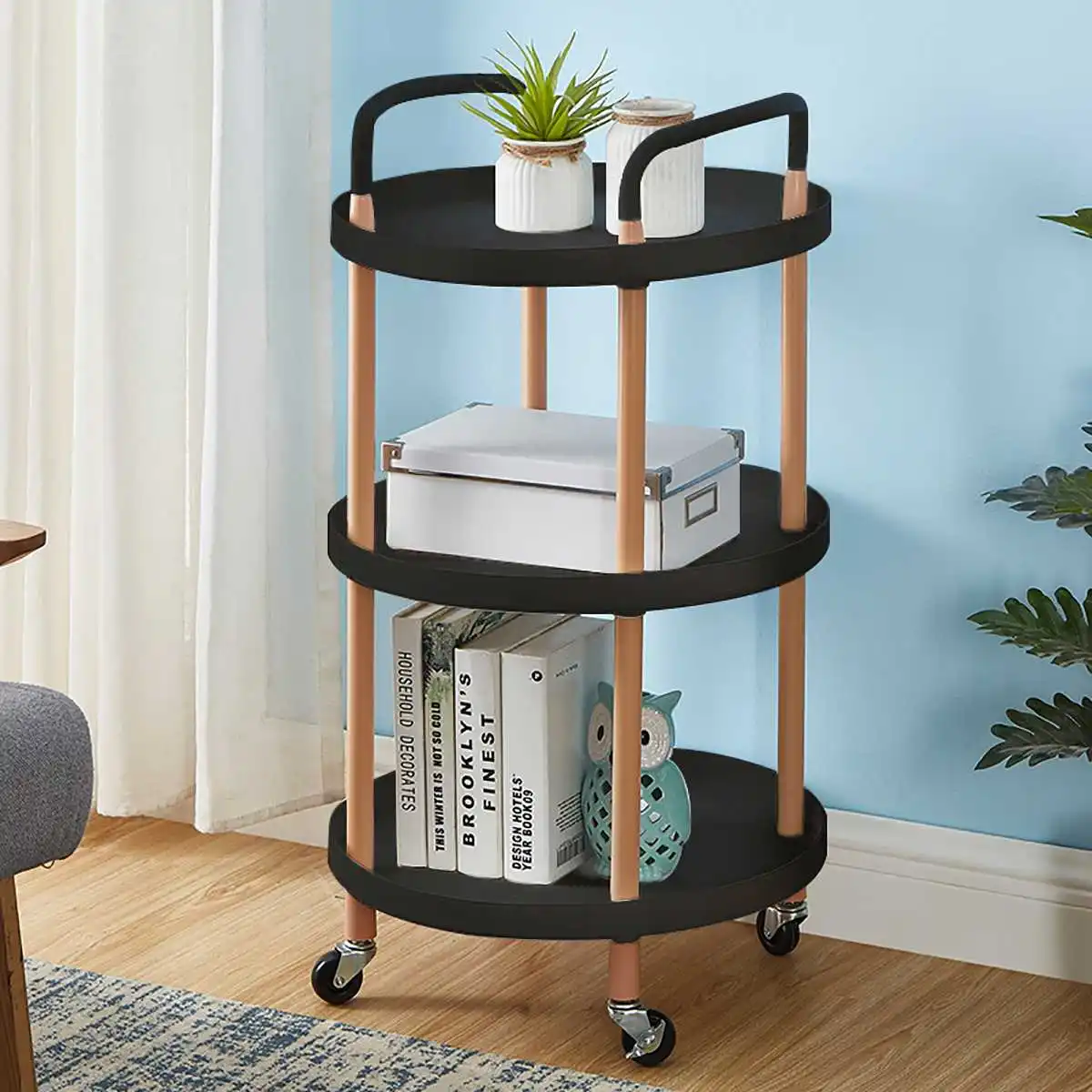 3-Tier Nordic Style Rolling Trolley Round Kitchen Storage Rack Organizer Cart with Wheels For Home Office48X48X81.5cm
3-Tier Nordic Style Rolling Trolley Round Kitchen Storage Rack Organizer Cart with Wheels For Home Office48X48X81.5cm