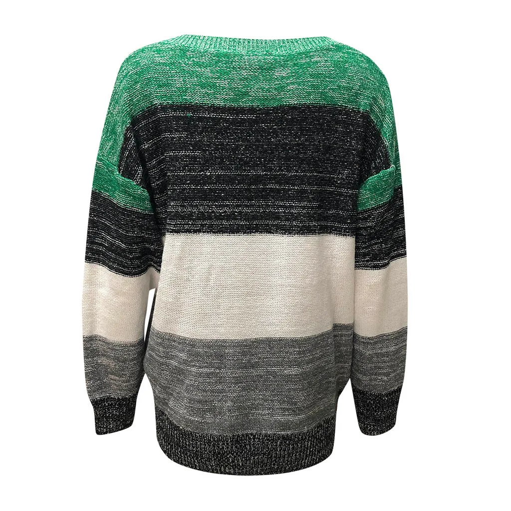 Women Sweaters New Fashion Autumn Streetwear multi-colored stitching striped v-neck casual knit Sweater Top
Women Sweaters New Fashion Autumn Streetwear multi-colored stitching striped v-neck casual knit Sweater Top