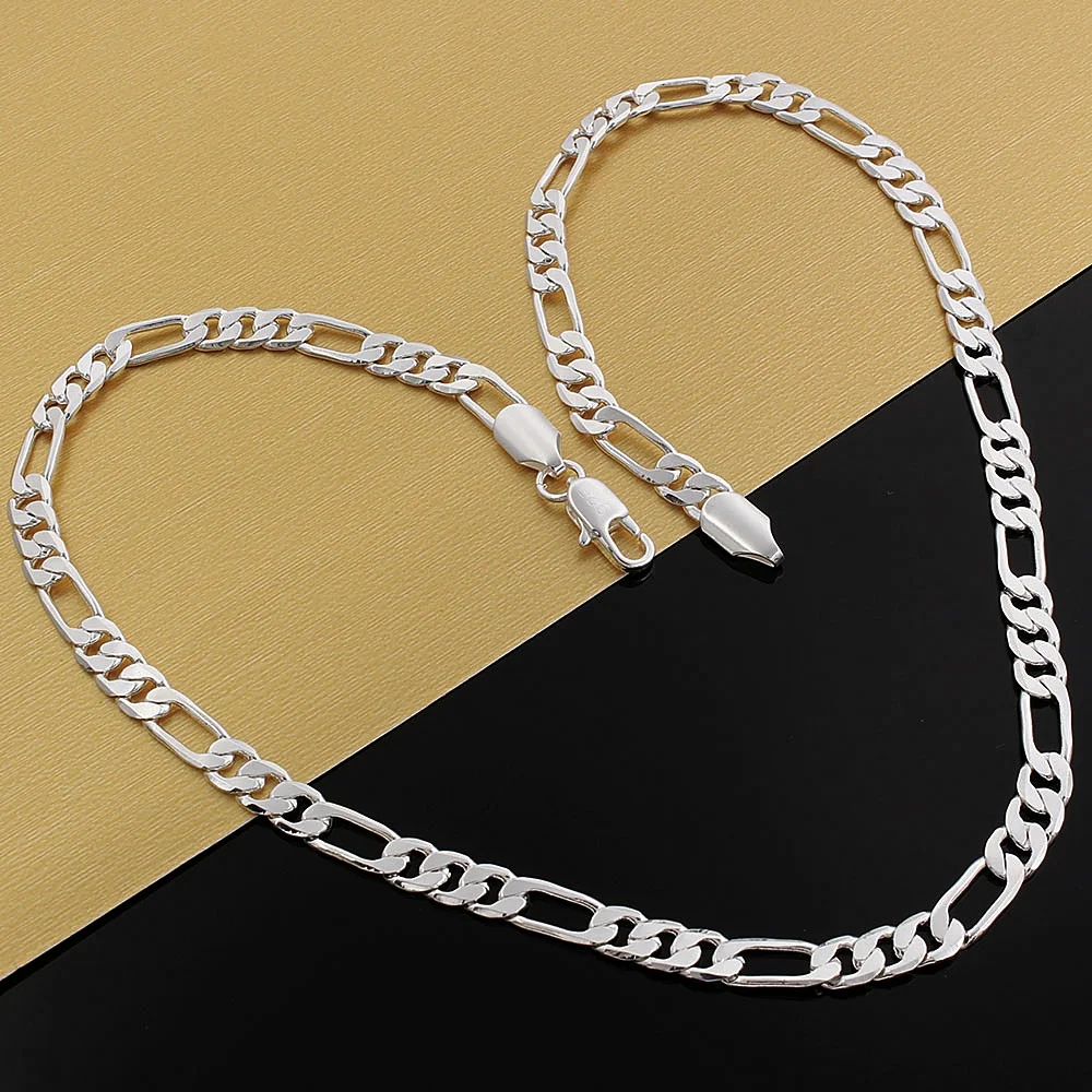 MEEKCAT 925 Sterling Silver 6MM 20 Inch 3/1 Sideways Figaro Chain Necklace For Woman Man Fashion Wedding Party Jewelry Gift
MEEKCAT 925 Sterling Silver 6MM 20 Inch 3/1 Sideways Figaro Chain Necklace For Woman Man Fashion Wedding Party Jewelry Gift