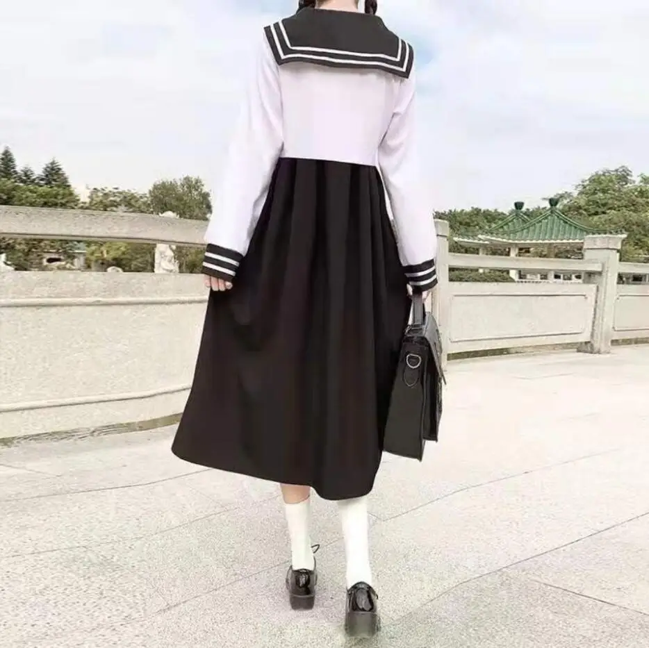 Mothybot One Piece Stitching Dress Female Sailor Suit Japanese JK Uniform Sweet And Cute Women
Mothybot One Piece Stitching Dress Female Sailor Suit Japanese JK Uniform Sweet And Cute Women