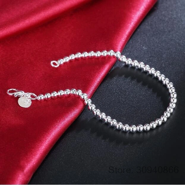 100% 925 Solid Real Sterling Silver Fashion 4mm Beads Chain Bracelet 20cm For Teen Girls Lady Gift Women Fine Jewelry
100% 925 Solid Real Sterling Silver Fashion 4mm Beads Chain Bracelet 20cm For Teen Girls Lady Gift Women Fine Jewelry