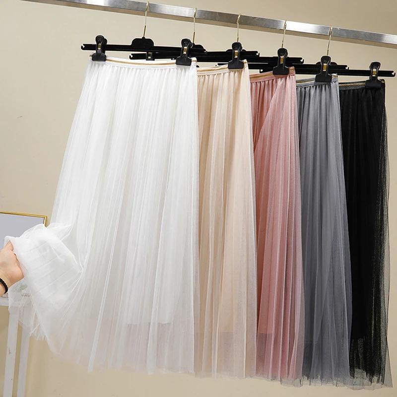 Tulle Skirts Womens Solid color High Waist Pleated Skirts Summer Casual Mesh Mid-Calf Skirts Women
Tulle Skirts Womens Solid color High Waist Pleated Skirts Summer Casual Mesh Mid-Calf Skirts Women