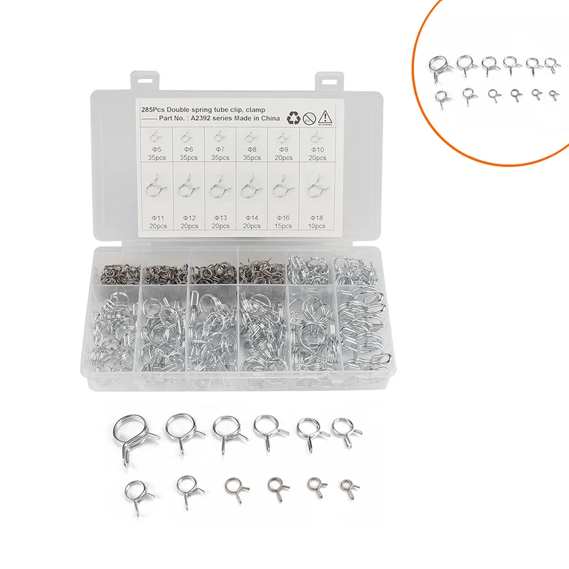 285 Pcs Double Wire Fuel Line Hose Tubing Spring Clips Clamps Assortment Kit For Hardware, Auto, Motorcycles
285 Pcs Double Wire Fuel Line Hose Tubing Spring Clips Clamps Assortment Kit For Hardware, Auto, Motorcycles