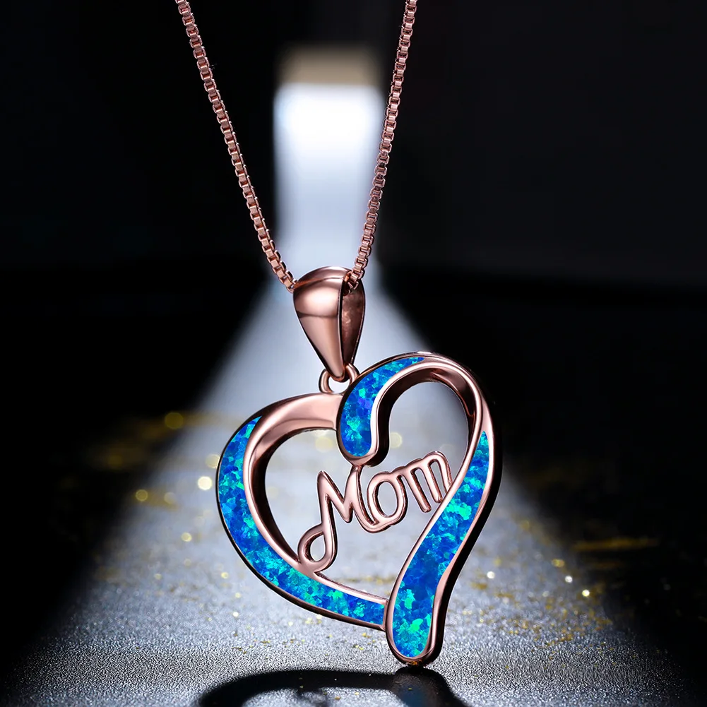 Exquisite Fashion Love Heart-shaped MOM Letter Imitation Opal Pendant Necklace Mother's Day Gift Jewelry
Exquisite Fashion Love Heart-shaped MOM Letter Imitation Opal Pendant Necklace Mother's Day Gift Jewelry