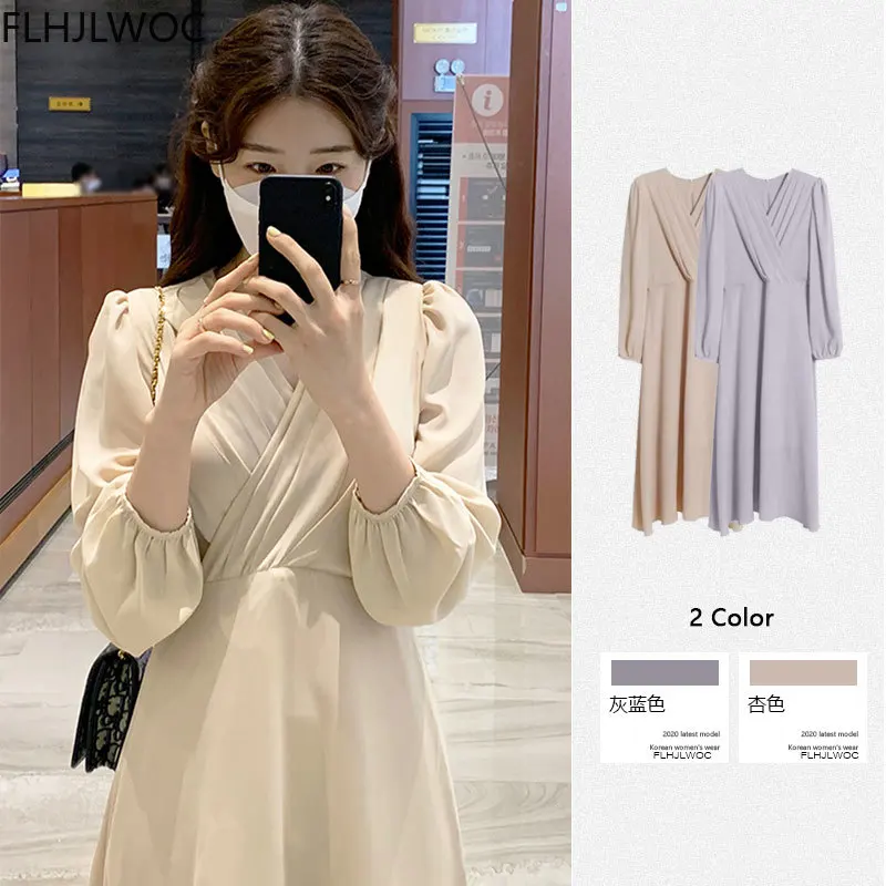 Temperament Romantic Date Korean Chic Women Office Lady Long Sleeve Solid Color V Neck A Line Long Dress
Temperament Romantic Date Korean Chic Women Office Lady Long Sleeve Solid Color V Neck A Line Long Dress