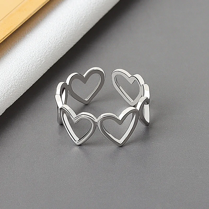 Popular Aesthetic heart hollowout Sterling Silver Ring New Simple Gold Jewelry Leaf Not Allergic Opening Rings
Popular Aesthetic heart hollowout Sterling Silver Ring New Simple Gold Jewelry Leaf Not Allergic Opening Rings