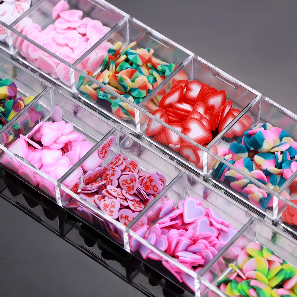New 12 Grids Cute Love Heart Hug Me Soft Pottery 3D Nail Art Design Gradient Colourful Decoration Flakes DIY Mixed Type Ongles
New 12 Grids Cute Love Heart Hug Me Soft Pottery 3D Nail Art Design Gradient Colourful Decoration Flakes DIY Mixed Type Ongles