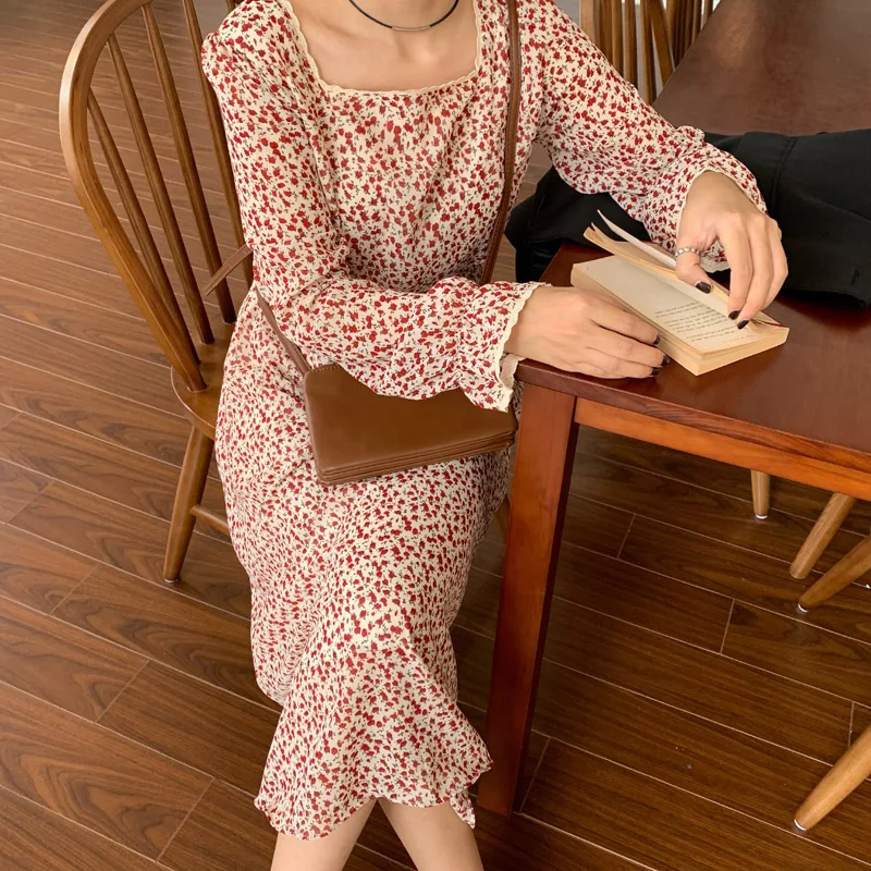 HziriP 2020 New Spring Dresses Korean High Waist Sweet Lace Up Fashion Floral Print Square Neck Long Sleeve Vintage Dress Women
HziriP 2020 New Spring Dresses Korean High Waist Sweet Lace Up Fashion Floral Print Square Neck Long Sleeve Vintage Dress Women