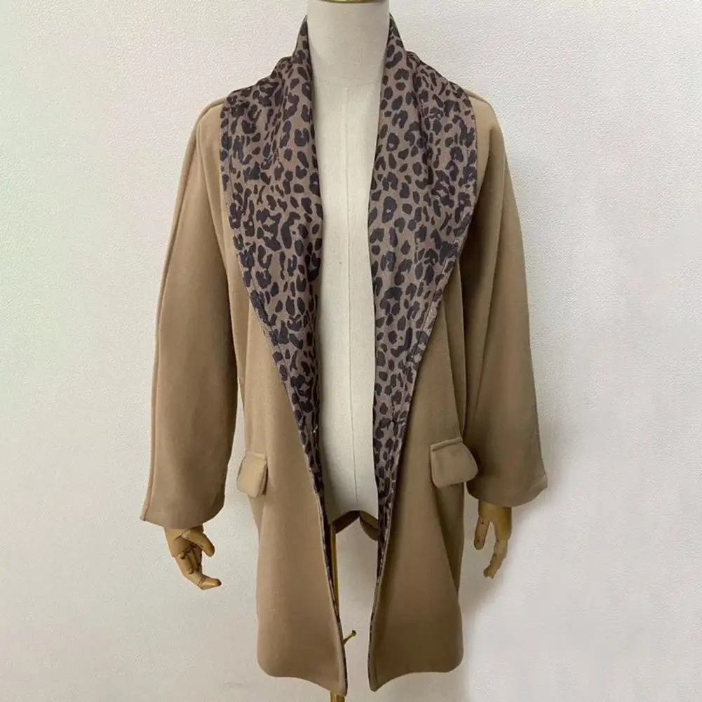 Women Coats Leopard Print Lapel Outerwear Ladies Elegant Single Button Flap Pockets Long Warm Woolen Jackets Autumn Winter
Women Coats Leopard Print Lapel Outerwear Ladies Elegant Single Button Flap Pockets Long Warm Woolen Jackets Autumn Winter
