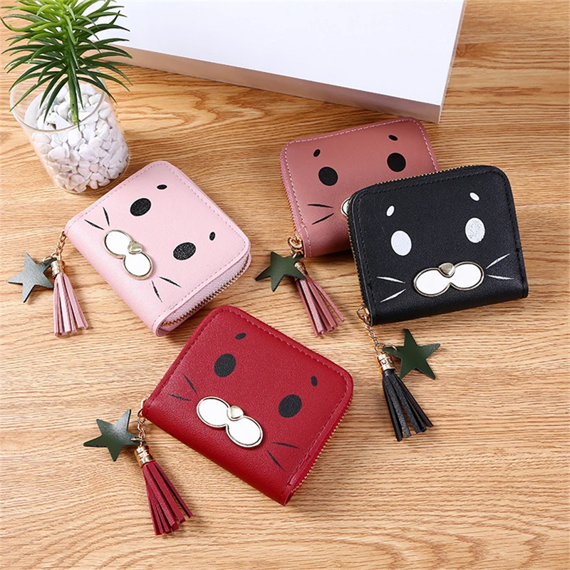 Tassel Women Wallet Card Holder Cute Short Wallet Card Bags PU Leather Women Wallets Purses Female Coin Purse Money Bag