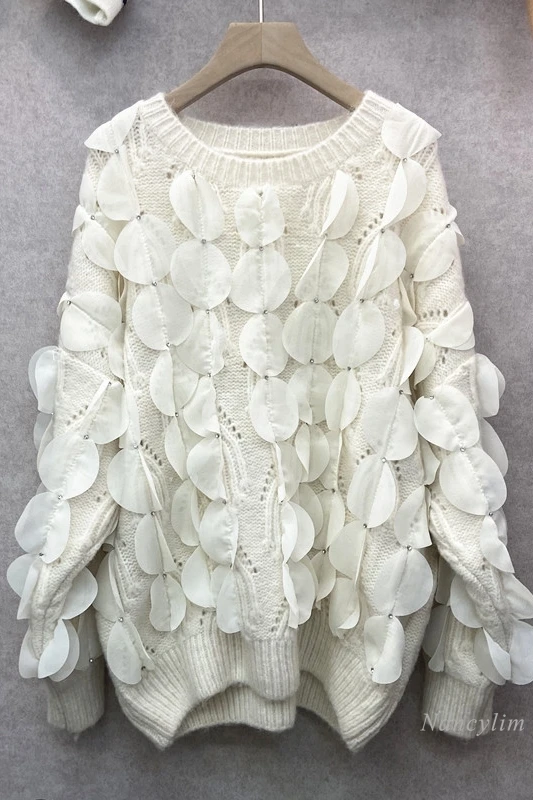 Rhinestone Three-Dimensional Leaf Sweater Women 2021 Spring New Ladies Loose Pullover Knitted Top Nancylim
Rhinestone Three-Dimensional Leaf Sweater Women 2021 Spring New Ladies Loose Pullover Knitted Top Nancylim