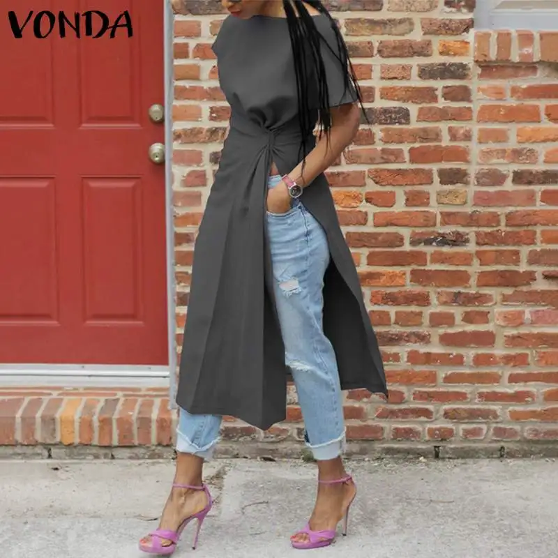 Short Sleeve Sexy Split Shirts Women Asymmetrical Blouse 2021 VONDA Fashion Tops Female Casual Blusas Femininas Oversized Shirts
Short Sleeve Sexy Split Shirts Women Asymmetrical Blouse 2021 VONDA Fashion Tops Female Casual Blusas Femininas Oversized Shirts