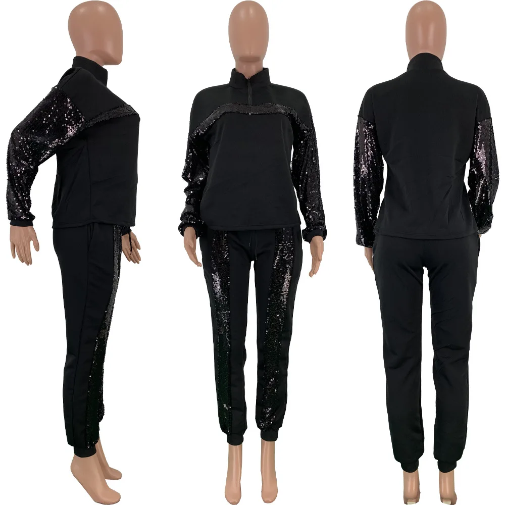 FNOCE 2020 winter new women's sets tracksuits fashion casual sequined solid v-neck long sleeve zipper tops slim pants 2-pc suits
FNOCE 2020 winter new women's sets tracksuits fashion casual sequined solid v-neck long sleeve zipper tops slim pants 2-pc suits