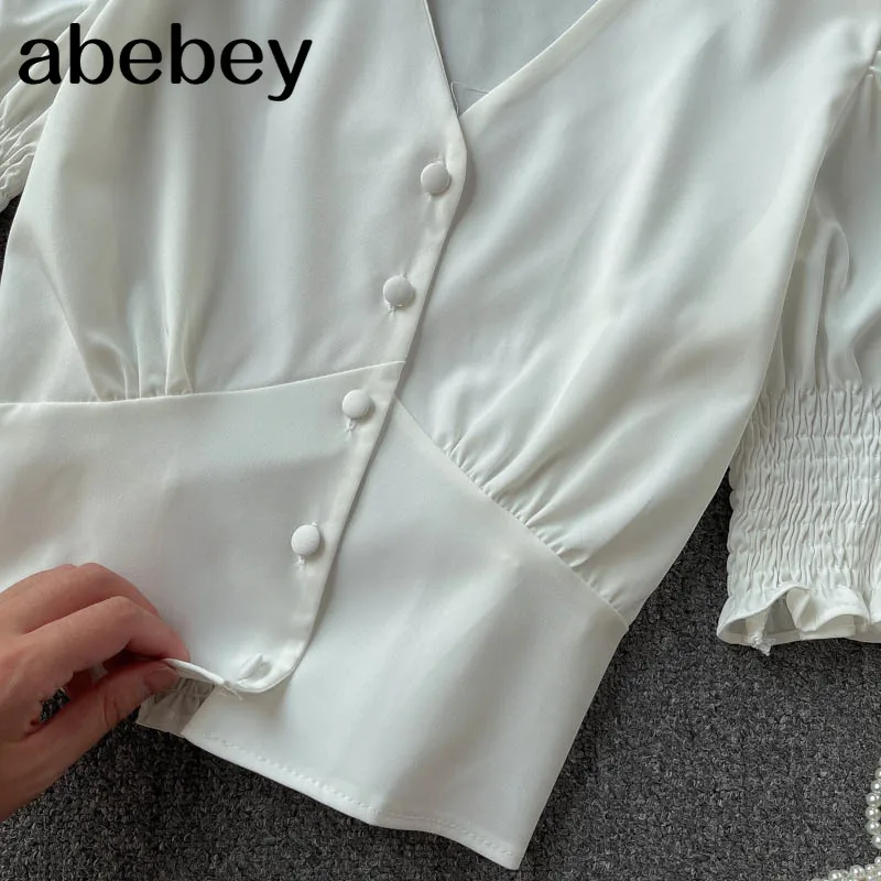 Women Retro Solid Blouse V Neck Short Sleeve Button Slim Tops Spring Korean Casual Streetwear Chiffon Short Blouses
Women Retro Solid Blouse V Neck Short Sleeve Button Slim Tops Spring Korean Casual Streetwear Chiffon Short Blouses