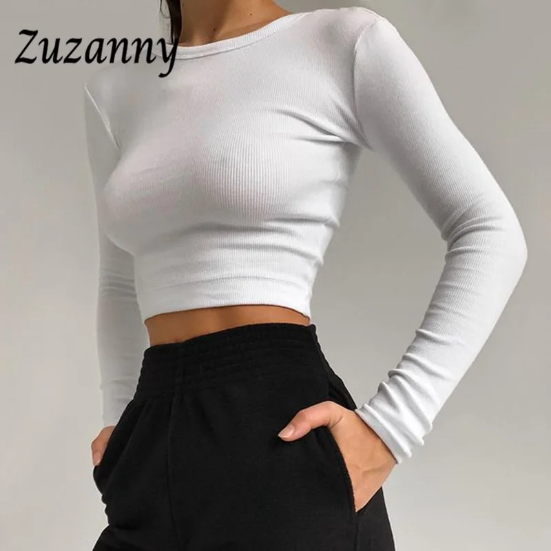 Zuzanny O Neck Long Sleeve Shirt Women Ribbed Sexy Cropped Tops 2021 Spring Black Casual Skinny Slim Basic Woman T Shirts White
Zuzanny O Neck Long Sleeve Shirt Women Ribbed Sexy Cropped Tops 2021 Spring Black Casual Skinny Slim Basic Woman T Shirts White