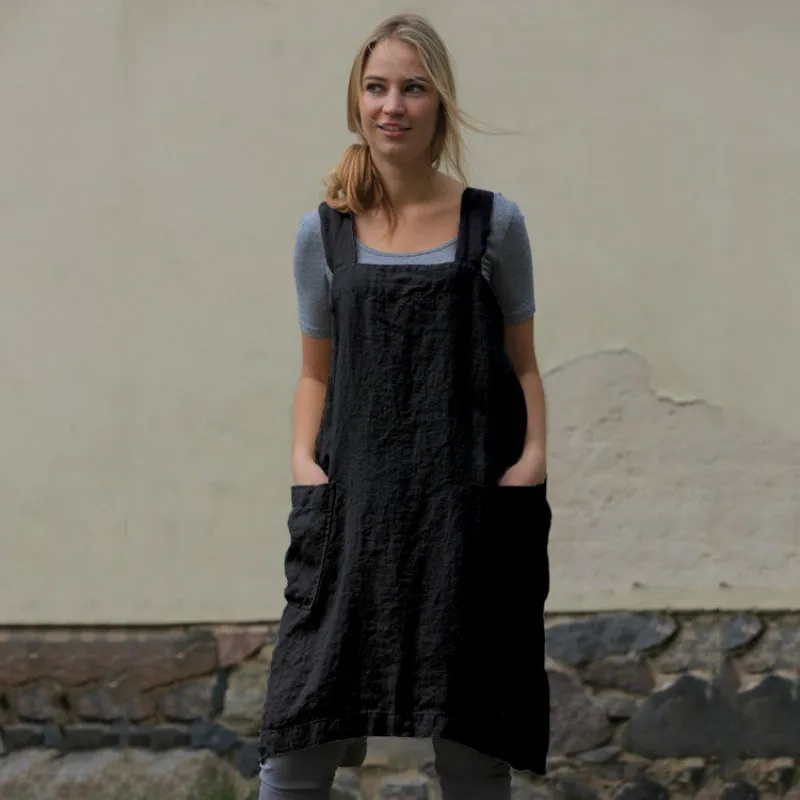 Vintage Cottagecore Dress Women Black Cotton Hemp Apron Simple Homewear 2021 Cute Sweet Spring Autumn Sleeveless All Match Apron
Vintage Cottagecore Dress Women Black Cotton Hemp Apron Simple Homewear 2021 Cute Sweet Spring Autumn Sleeveless All Match Apron