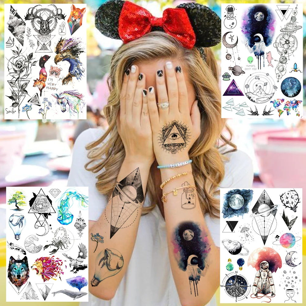 Lovely Cosmonaut Tattoos Realistic Fake Galaxy Flower Temporary Tattoo For Kids Fox Wolf Geometric Tatoo Watercolor Patinting
Lovely Cosmonaut Tattoos Realistic Fake Galaxy Flower Temporary Tattoo For Kids Fox Wolf Geometric Tatoo Watercolor Patinting