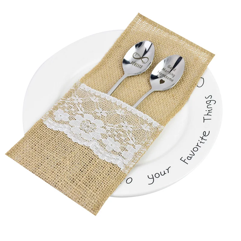 5pcs Burlap Lace Tableware Utensil Holders Pouch Bags Silverware Cover Wedding Decorations Knifes Forks Cutlery Holder Bags
5pcs Burlap Lace Tableware Utensil Holders Pouch Bags Silverware Cover Wedding Decorations Knifes Forks Cutlery Holder Bags