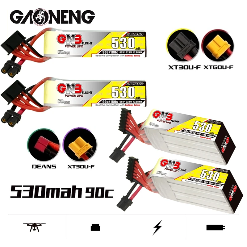 2/4PCS GNB Max 180C 6S 530mAh 90C 22.8V HV LiPo Battery For RC Quadrotor FPV Racing Drone Parts With T/XT30U-F/XT60U-F Plug
2/4PCS GNB Max 180C 6S 530mAh 90C 22.8V HV LiPo Battery For RC Quadrotor FPV Racing Drone Parts With T/XT30U-F/XT60U-F Plug