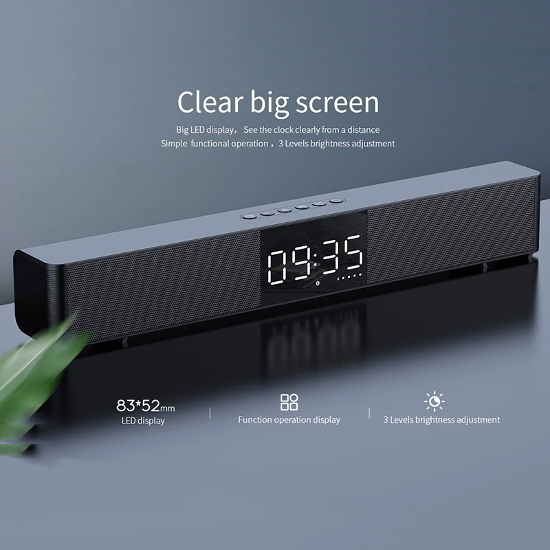 Soundbar K3 Bluetooth Speaker 2 Stereo Sound Big Digital Display Wireless Bluetooth 5.0 Support TWS
Soundbar K3 Bluetooth Speaker 2 Stereo Sound Big Digital Display Wireless Bluetooth 5.0 Support TWS