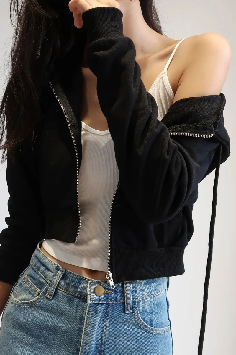 TVVOVVIN American Casual Loose Slimming Solid Color High Waist Short Long Sleeve Hooded Zipper Terry Sweatshir Women's Tops 395G 
TVVOVVIN American Casual Loose Slimming Solid Color High Waist Short Long Sleeve Hooded Zipper Terry Sweatshir Women's Tops 395G