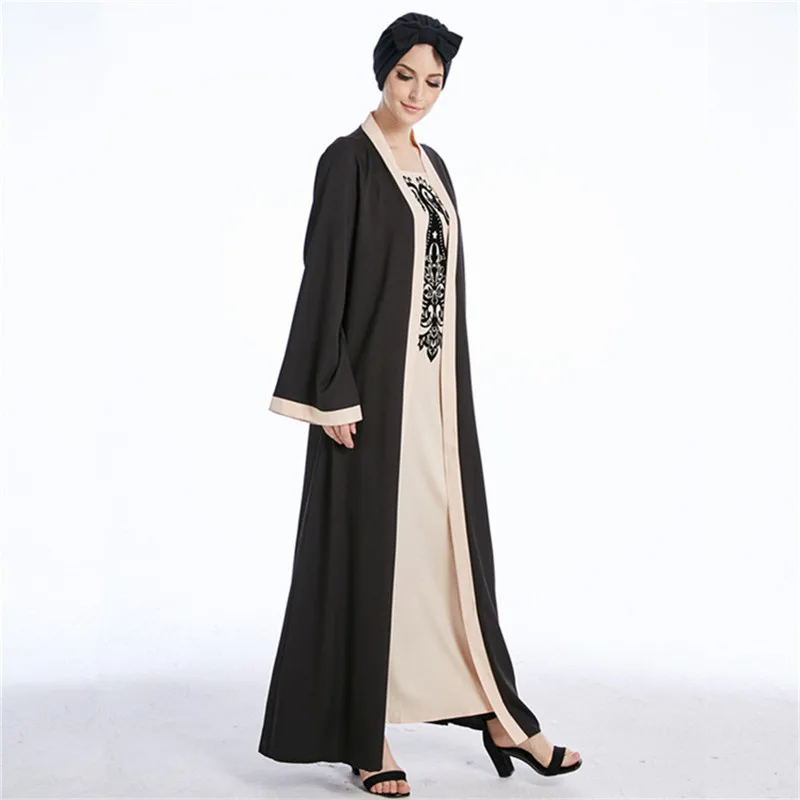 Abaya модное платье с Флокированным принтом мусульманское сверхмягкое из двух