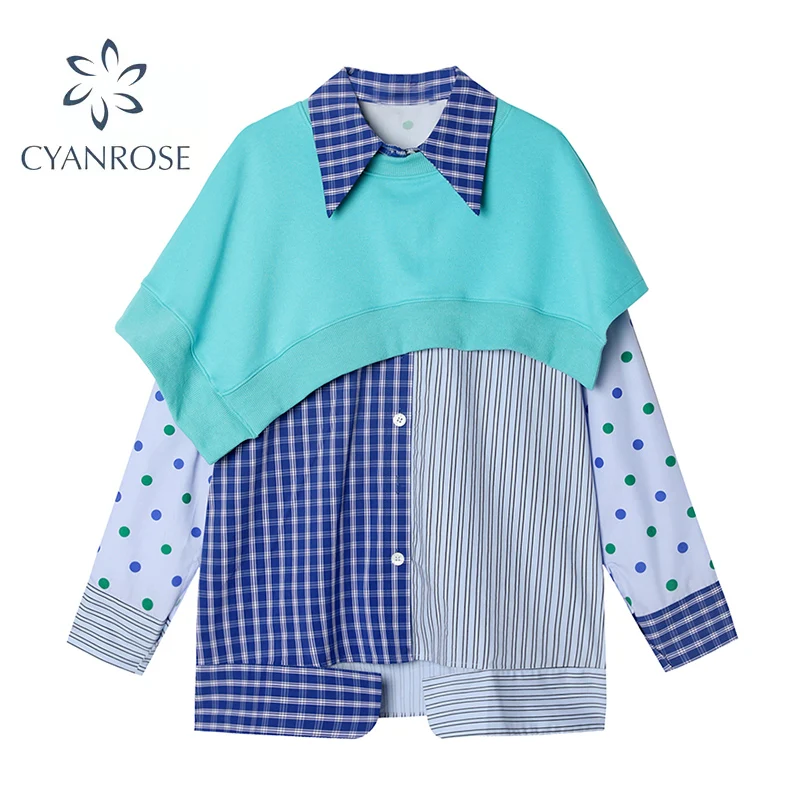 Fashion Vintage Patchwork Women Blouse New Long Sleeve Loose Harajuku Irregular 2021 Autumn Korean Y2k Shirt Sets Streetwear
Fashion Vintage Patchwork Women Blouse New Long Sleeve Loose Harajuku Irregular 2021 Autumn Korean Y2k Shirt Sets Streetwear