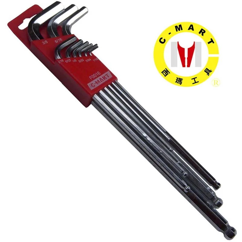 9pc Ball Point Hex Key Wrench Extra Long Arm Allen Key Set Inner Hexagonal Wrenches CRV Hexagon Spanners Metric English System
9pc Ball Point Hex Key Wrench Extra Long Arm Allen Key Set Inner Hexagonal Wrenches CRV Hexagon Spanners Metric English System
