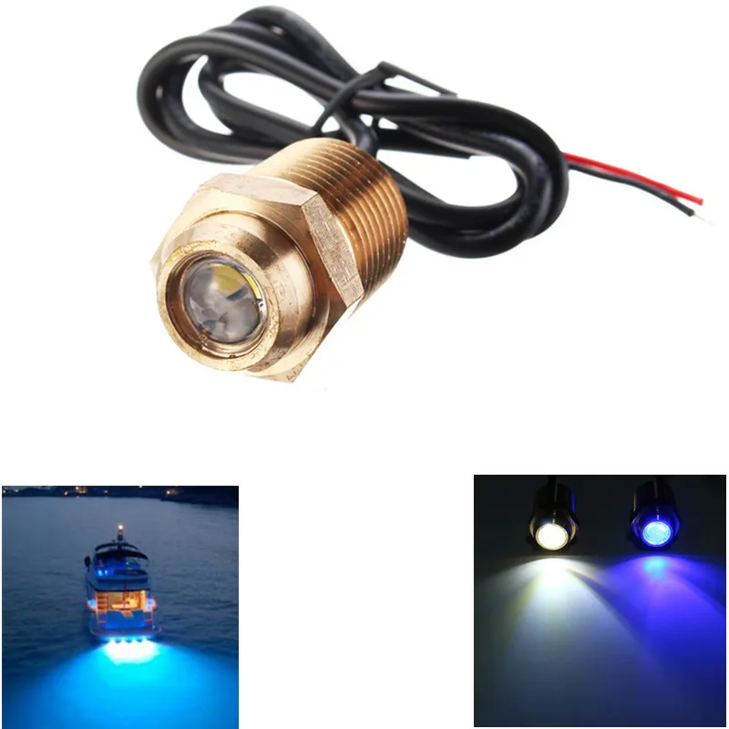 LED Underwater Lights for Boats with Connector Waterproof White Blue Color Drain Plug Light Marine Yacht Fishing | Лампы и освещение