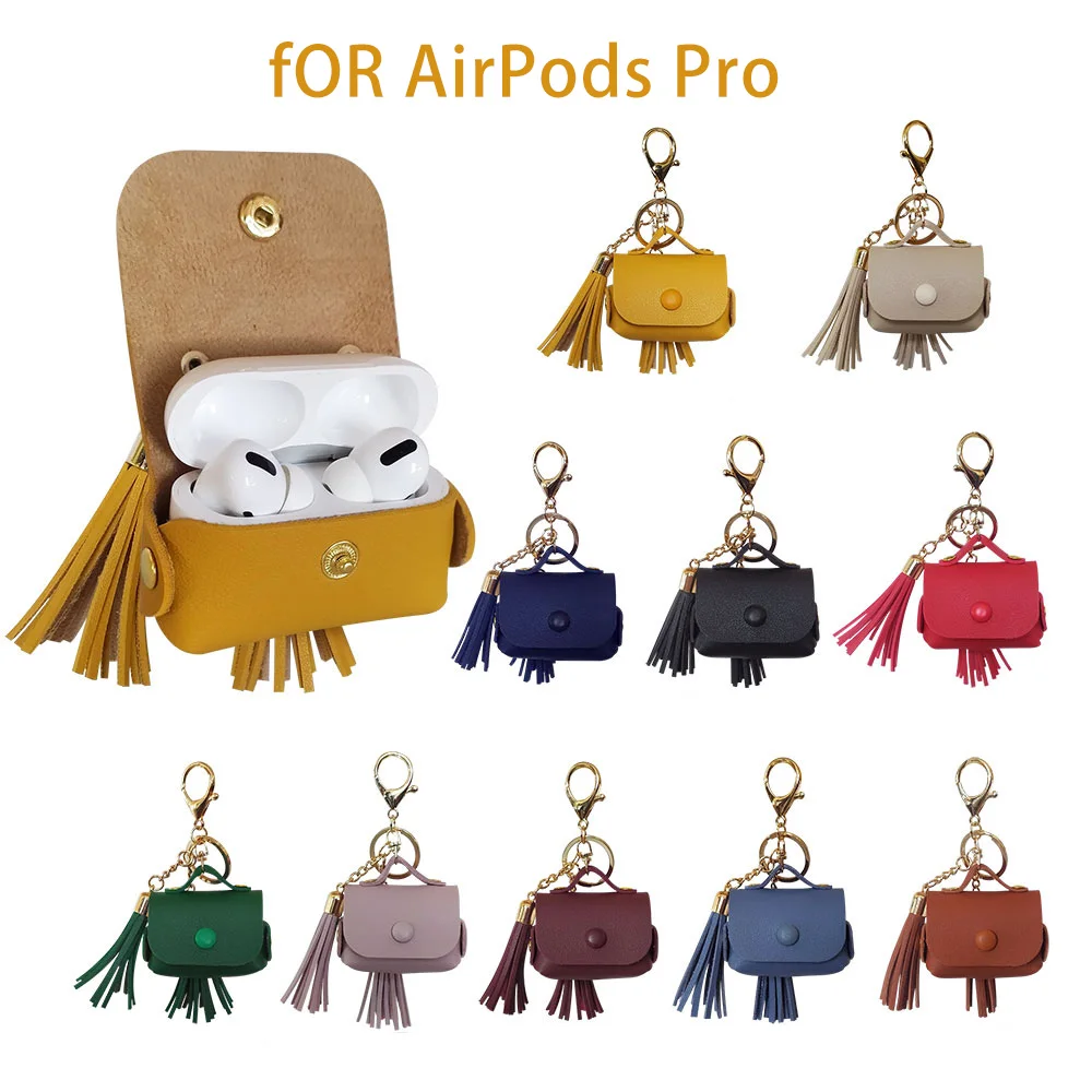 Кожаный чехол с брелоком для Airpods Pro 2019 беспроводных Bluetooth наушников Apple airpod 3 Air Pods