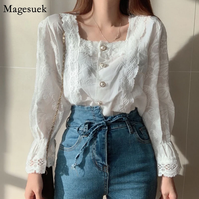Korean Chic Vintage Lace Hollow Shirt Women Clothes Square Collar Long Sleeve White Blouses Elegant Fashion Tops Blusas 13688
Korean Chic Vintage Lace Hollow Shirt Women Clothes Square Collar Long Sleeve White Blouses Elegant Fashion Tops Blusas 13688