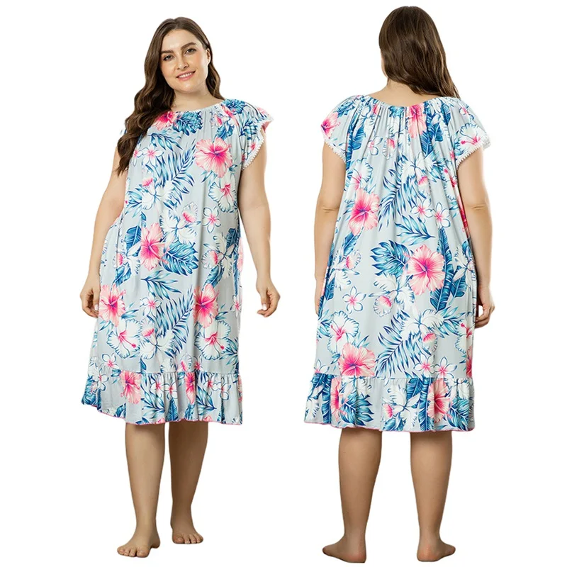 Women Short-sleeved Loose Nightdress Large Size Ladies Summer Floral Nightgown Sleepshirts
Women Short-sleeved Loose Nightdress Large Size Ladies Summer Floral Nightgown Sleepshirts
