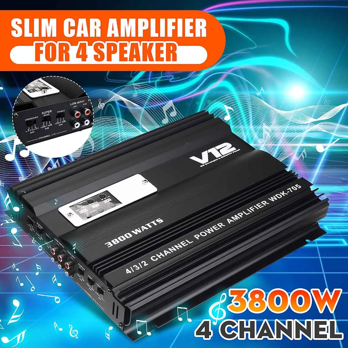 12V 3800W Car Amplifier Multichannel Powerful Car Audio Subwoofer Aluminum Alloy Vehicle Power Stereo Amp Car Sound Amplifiers
12V 3800W Car Amplifier Multichannel Powerful Car Audio Subwoofer Aluminum Alloy Vehicle Power Stereo Amp Car Sound Amplifiers
