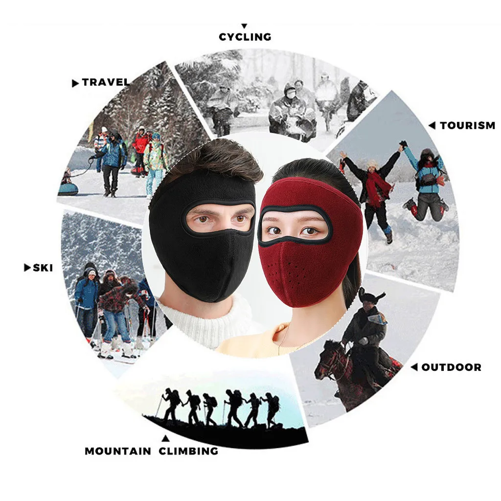 Мужская и женская зимняя теплая флисовая маска для верховой езды лыжного спорта