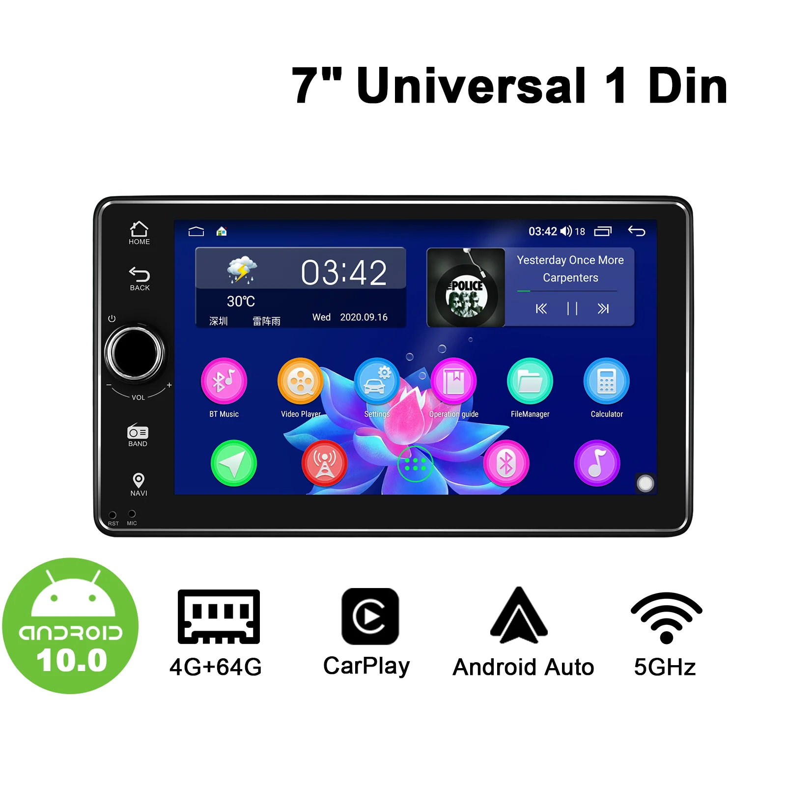 Радуясь 7 дюймов один Din Android10 автомобиль радио GPS Carplay Android автоматическая машина