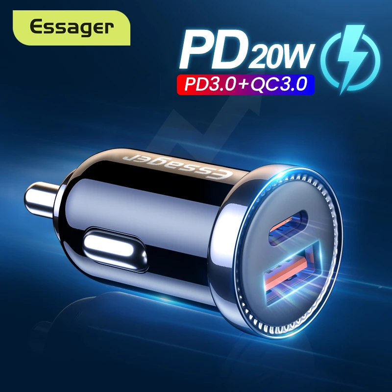 Essager Mini 20W USB Car Charger For iPhone 12 Pro Max QC 3.0 Quick Charge Type C Charger in Car Fast Charging for Mobile Phone
Essager Mini 20W USB Car Charger For iPhone 12 Pro Max QC 3.0 Quick Charge Type C Charger in Car Fast Charging for Mobile Phone