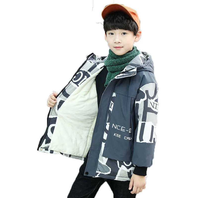 Winter Polyester Jacket For Boy New 2021 Keep Warm Thicken Plus Velvet Hooded Cotton Coat Handsome Printing Children's Clothing
Winter Polyester Jacket For Boy New 2021 Keep Warm Thicken Plus Velvet Hooded Cotton Coat Handsome Printing Children's Clothing