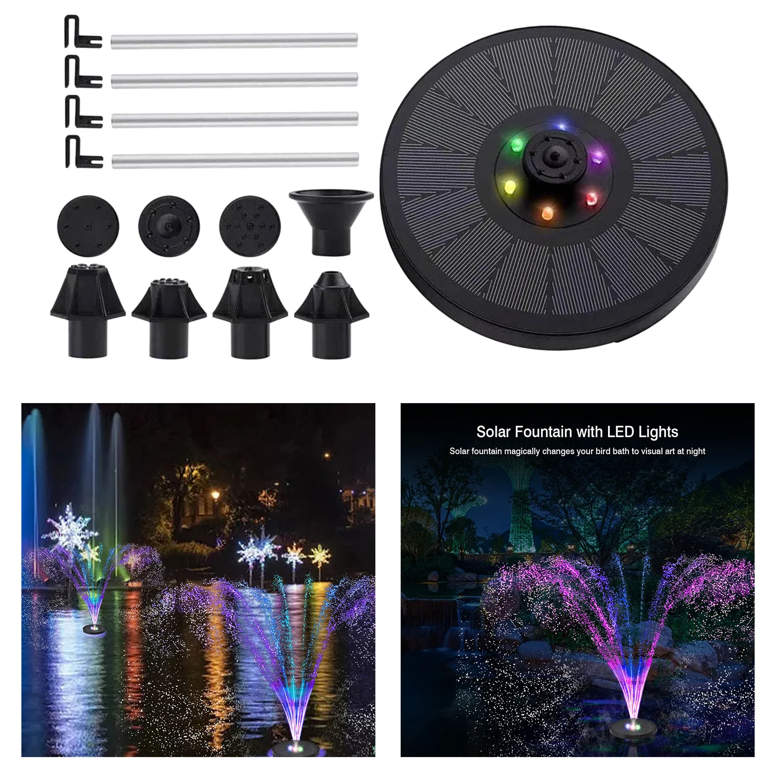 IP68 Solar Fountain LED Floating Water Pump Garden Pond Bird Bath Ornament
IP68 Solar Fountain LED Floating Water Pump Garden Pond Bird Bath Ornament