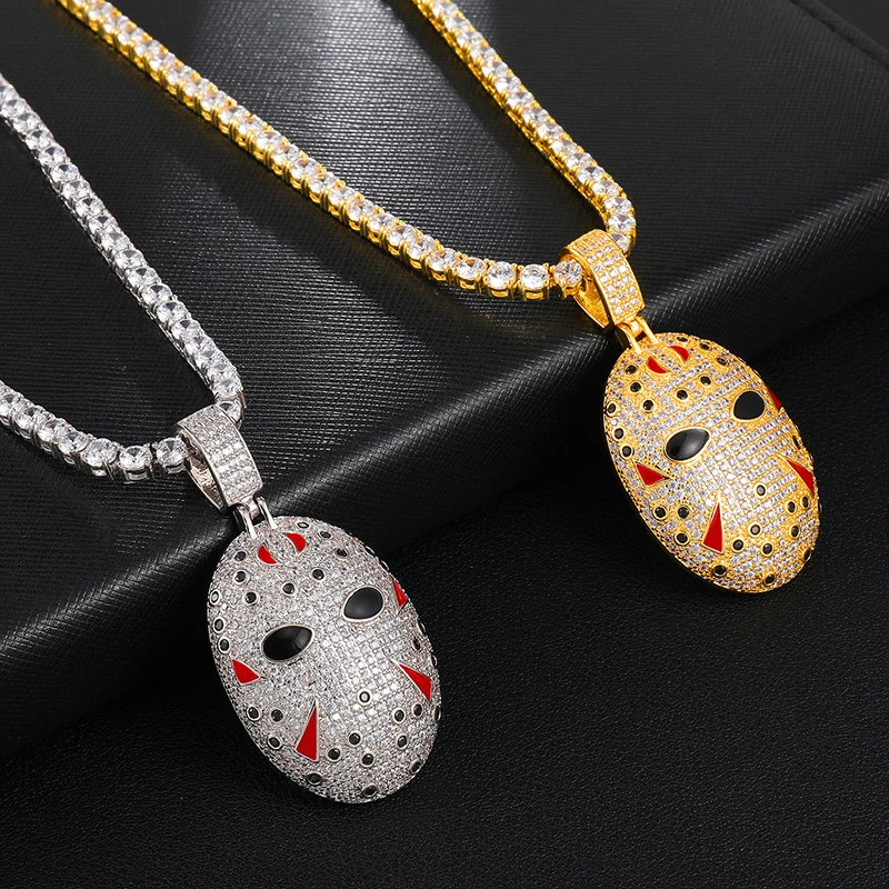 Hip Hop Iced Out Bling Cubic Zirconia Jason Mask Necklaces & Pendants For Men Jewelry With Tennis Chain
Hip Hop Iced Out Bling Cubic Zirconia Jason Mask Necklaces & Pendants For Men Jewelry With Tennis Chain