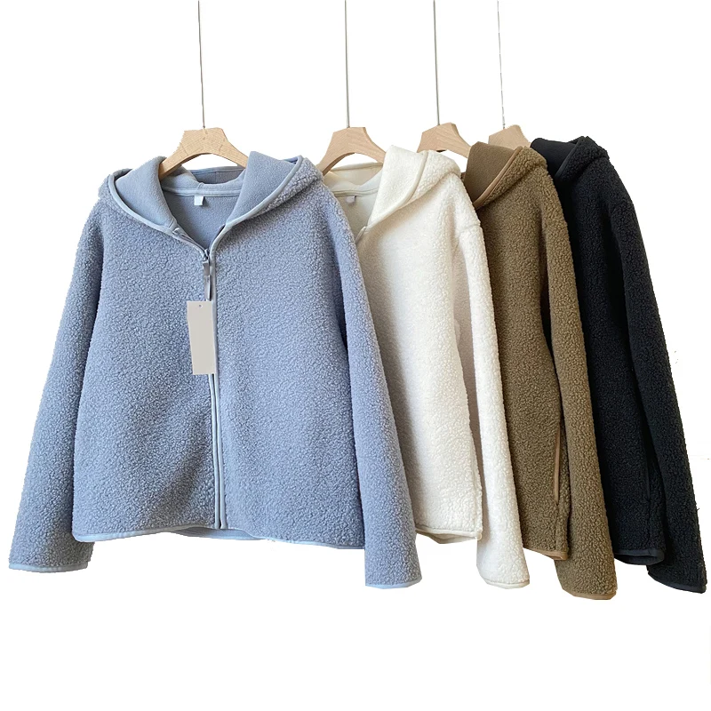 New Autumn Winter Imitation Lamb Wool Coat Women Warm Polar Fleece Thicken Hooded Short Outerwear Woman Loose Cardigan Tops
New Autumn Winter Imitation Lamb Wool Coat Women Warm Polar Fleece Thicken Hooded Short Outerwear Woman Loose Cardigan Tops