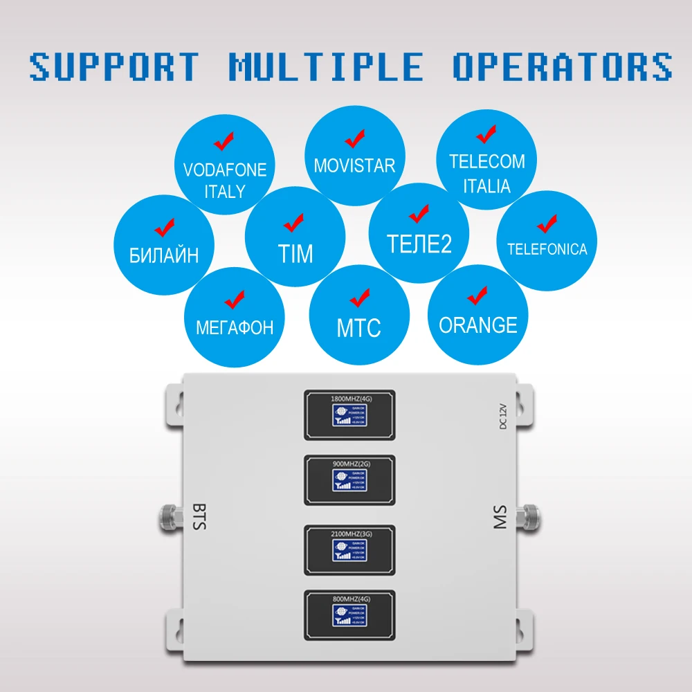 GOBOOST Four Band 2G 3G 4G Celluar Amplifier 800 850 900 1800 2100 2600 Mhz Cell Phone Signal Booster 70 Db Network Reapeater
GOBOOST Four Band 2G 3G 4G Celluar Amplifier 800 850 900 1800 2100 2600 Mhz Cell Phone Signal Booster 70 Db Network Reapeater