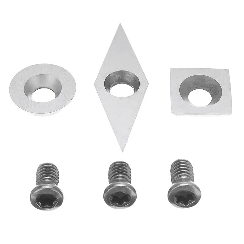 3Pcs Tungsten Carbide Silver Round/Square/Diamond Blade Cutters Inserts Set For Wood Lathe Turning Tools With Screws
3Pcs Tungsten Carbide Silver Round/Square/Diamond Blade Cutters Inserts Set For Wood Lathe Turning Tools With Screws