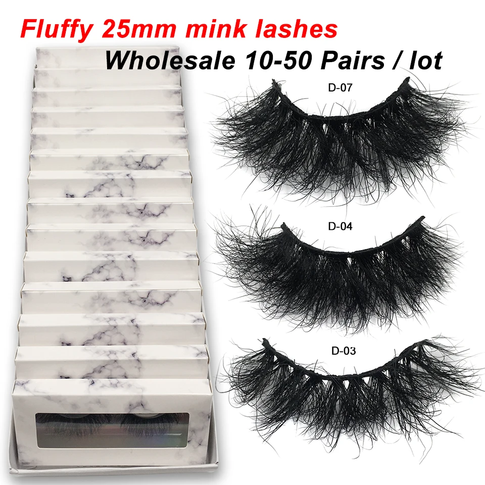 

RED SIREN 10-50 Pairs Fluffy 25mm Mink Eyelashes Wholesale Mink Lashes With Box Thick Long Fake Eyelasehs Make Up Eyelash Bulk